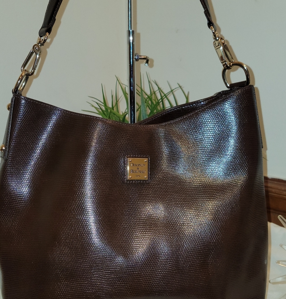 Dooney & Bourke Brown Lizard - Embossed Hobo Gold Hardware...